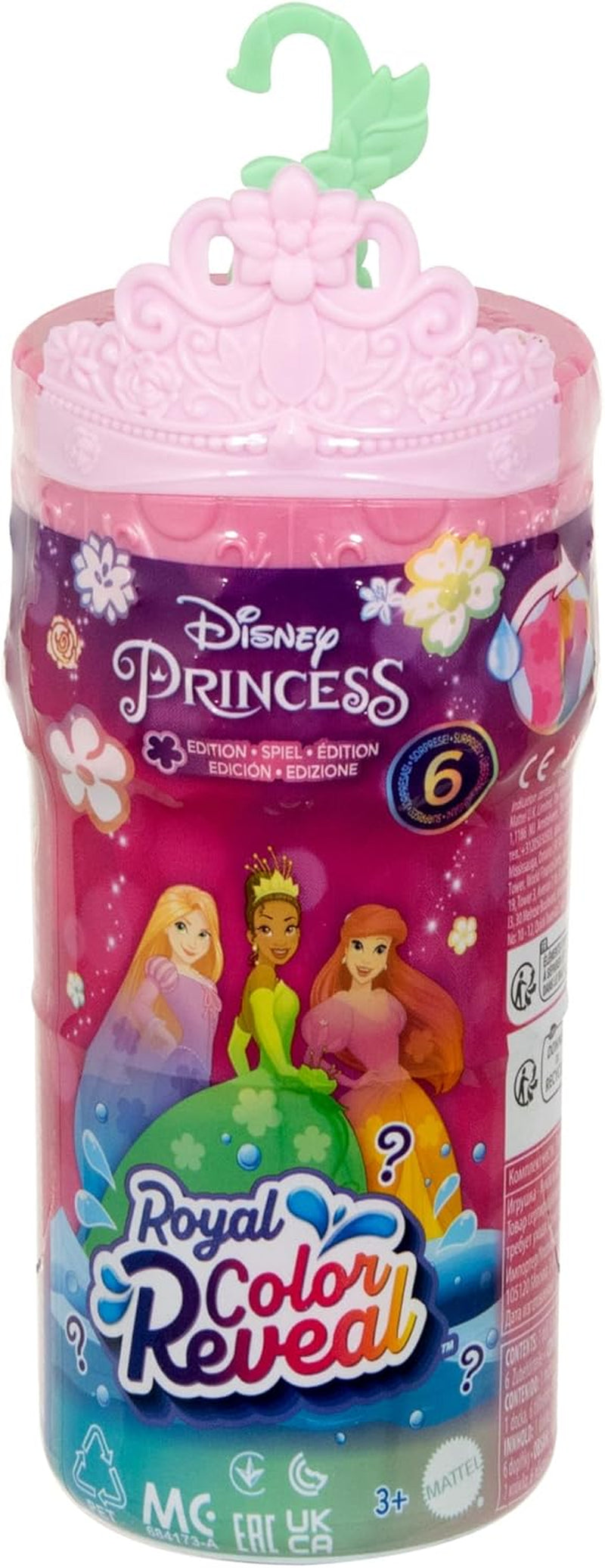 Mattel Disney Princess Royal Color Reveal liten docka med 6 överraskningar, inklusive doftring och 4 tillbehör (dockor kan variera), Garden Party Series HRN63