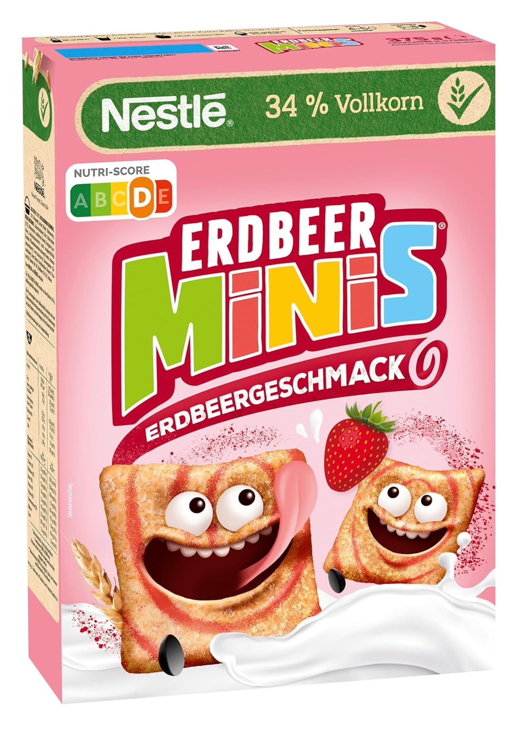 Nestlé Strawberry Minis, hela spannmål med jordgubbssmak, förpackning om 7 (7x375 g)