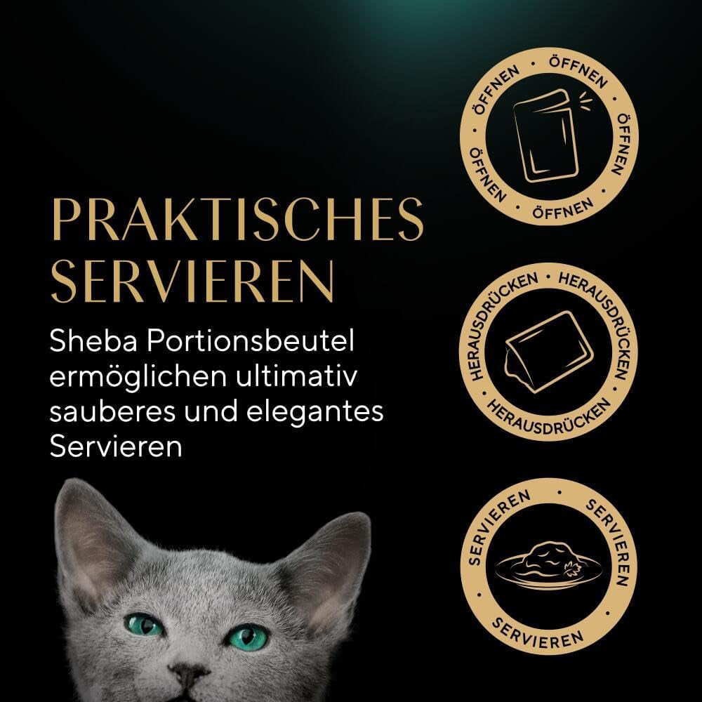 Sheba våtfoder för kattungar, i olika påsar, med lax (MSC) och kyckling i sås, multipack 40x85g