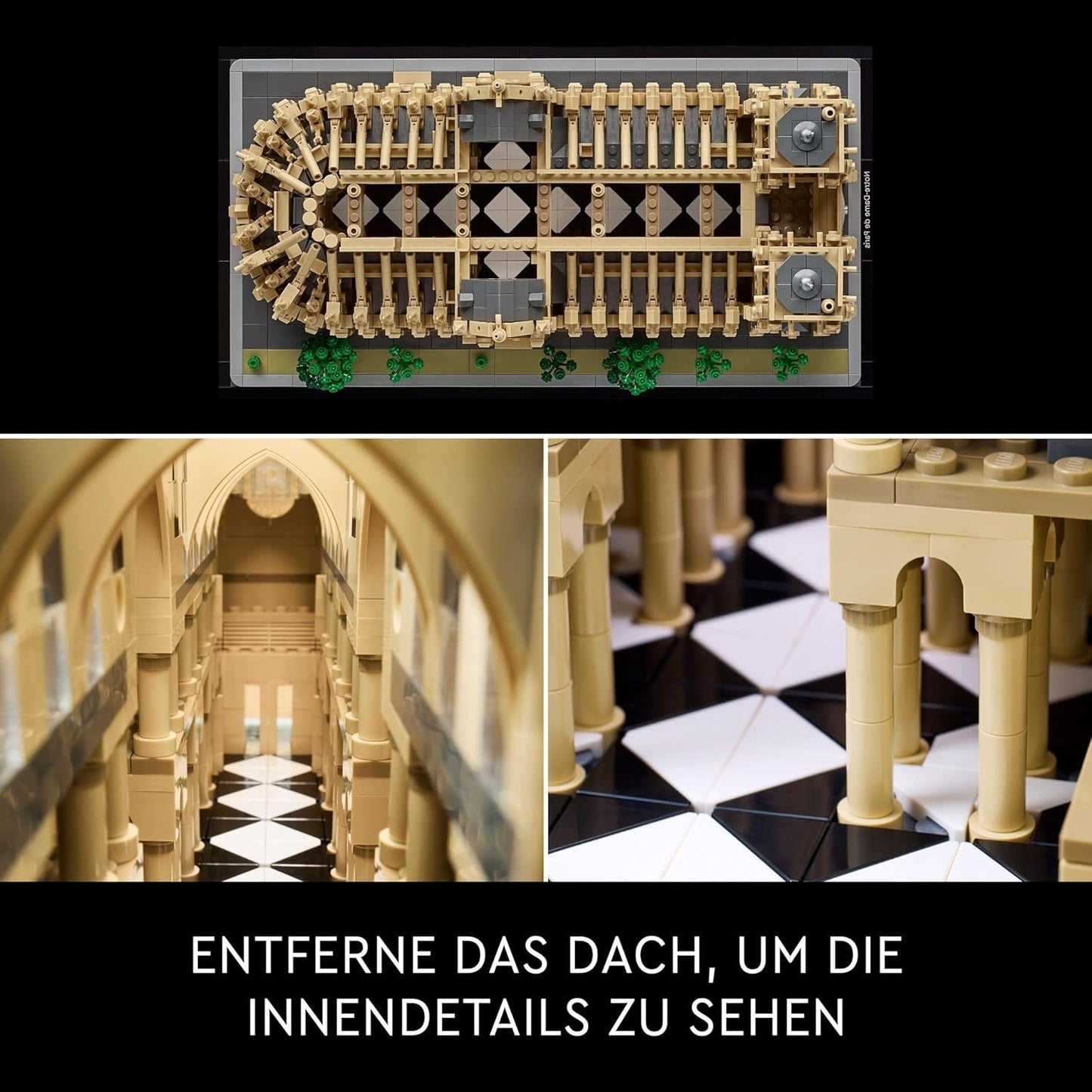 LEGO Architecture Notre-Dame De Paris, Samlarföremål för vuxna, Frankrike Souvenir, Present för kvinnor, män, Globetrotters och alla historieentusiaster, Arkitektonisk modell 21061 Byggset Besuche den LEGO-Store