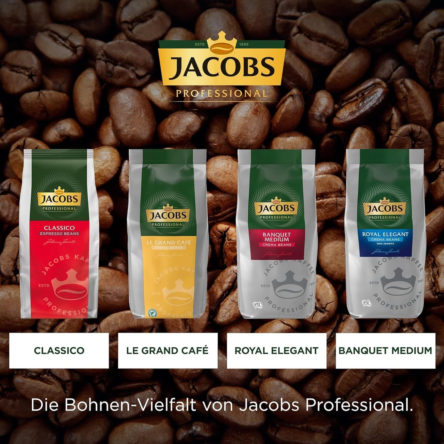 Kaffebönor Jacobs Professional Le Grand Café Crema, intensitet 2/5, hela kaffebönor, 1 kg