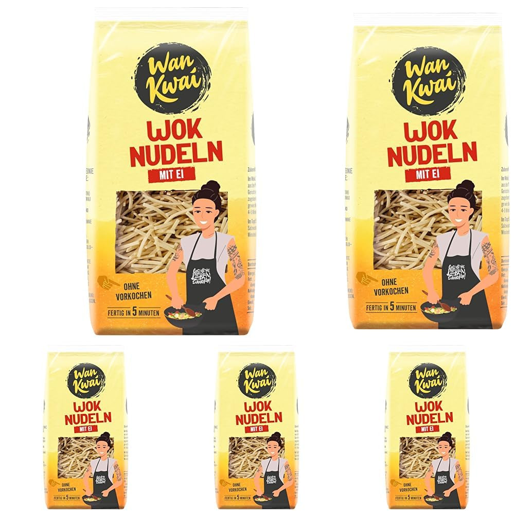 Wan Kwai Wok Noodles 250g: Fried delicacies with real eggs, prepared in an instant for delicious pan-fried meals. Enkelt, gott, asiatiskt! (Förpackning om 5)