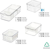 iDesign förvaringslådor, kylarrangör med lock i en uppsättning om 5, förvaringslådor av återvunnen plast för att organisera förbrukningsvaror, genomskinliga och vita Naty Shop-matförvaringslådor