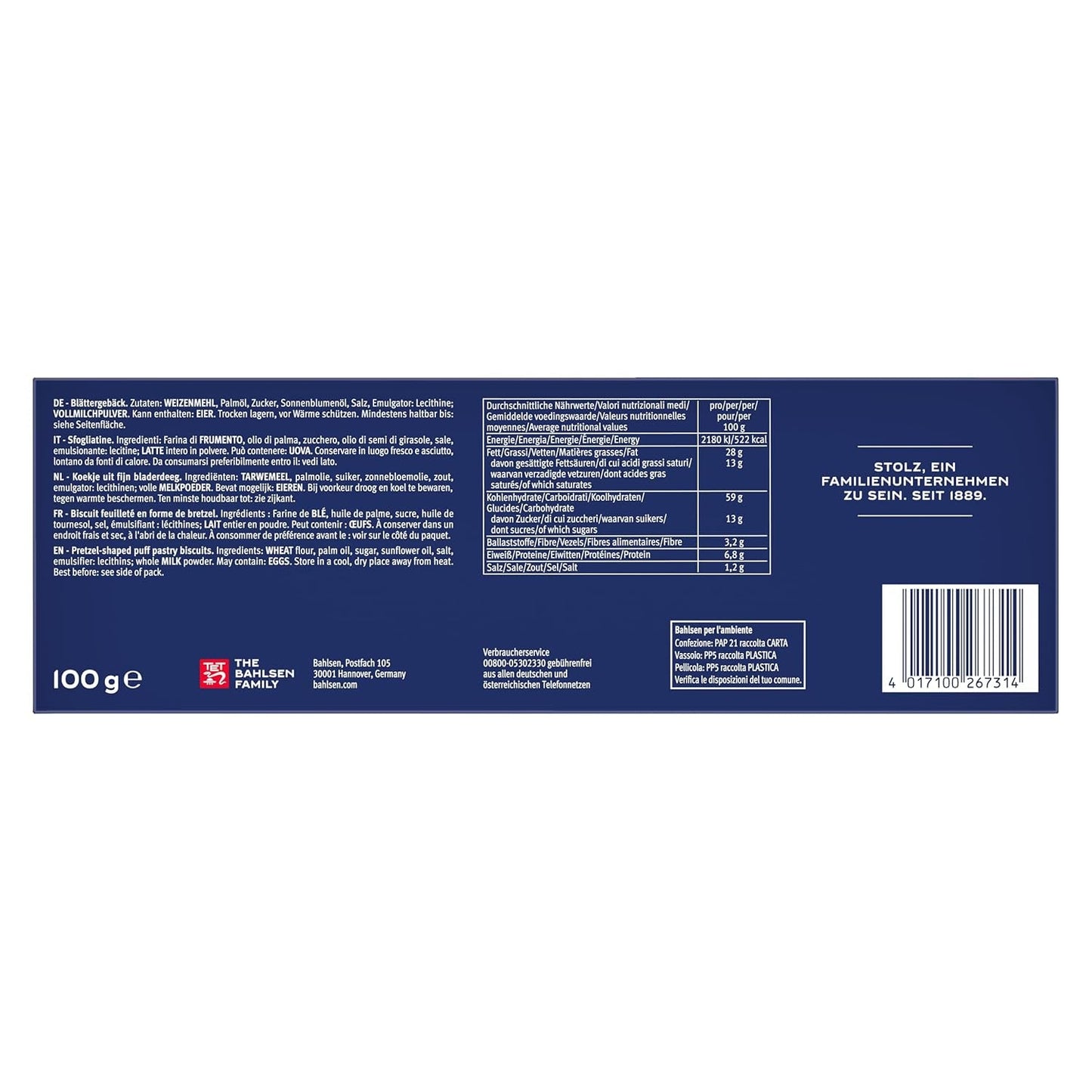 Bahlsen smördeg - Paket om 12 - Karamelliserad smördeg i form av kringla (12 x 100g)