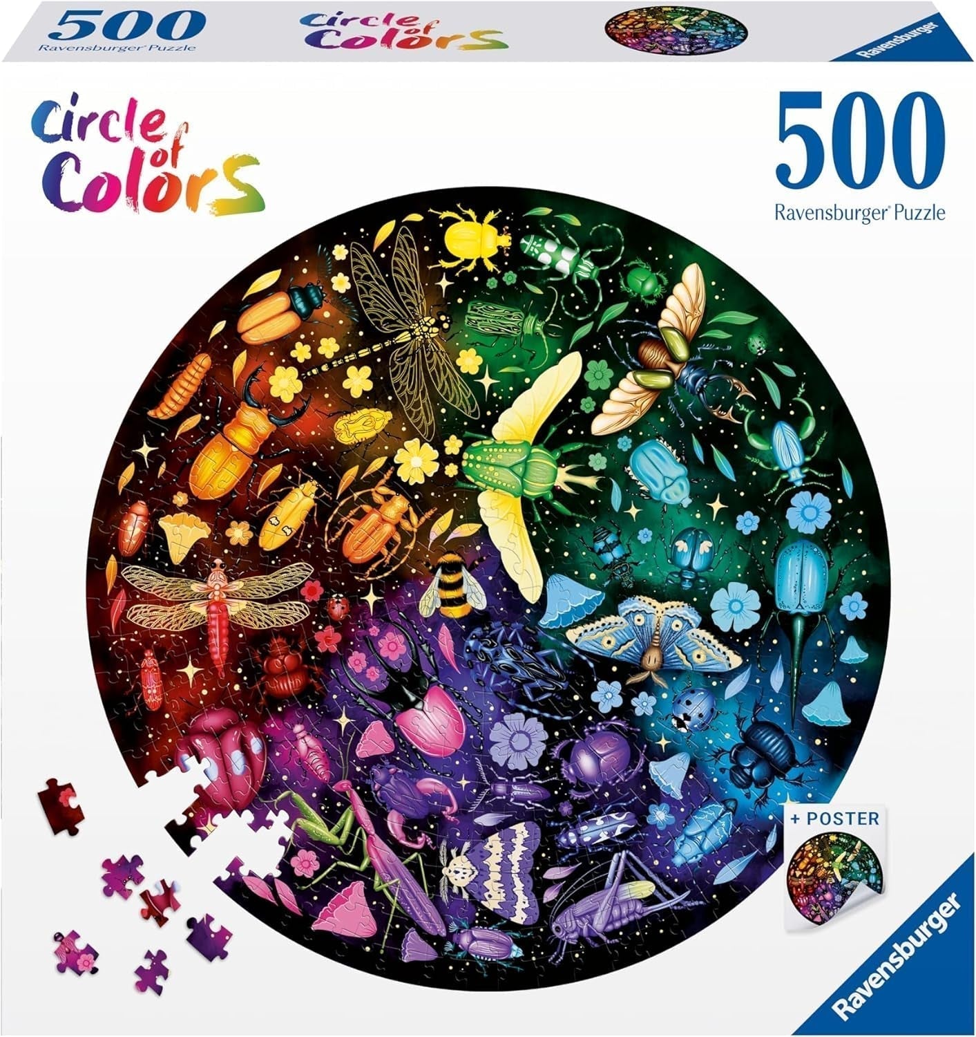 Ravensburger - Pussel för vuxna - Runt pussel med 500 bitar - Passar från 12 år - Insekter (färghjul) - Pussel tillverkat i Europa - 12000820 Puzzle Naty Shop