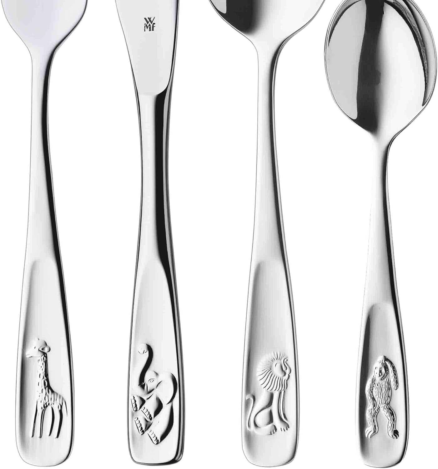 WMF Animals bestickset i rostfritt stål för barn, 4 delar, polerat Cromargan Kitchen Naty Shop