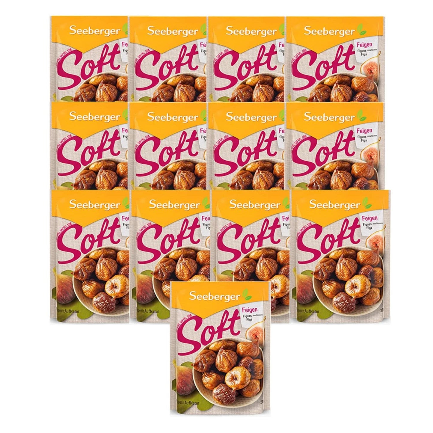 Seeberger mjuka, honungssöta bergsfikon med stenkött - för näringsmedvetna matälskare, 13 x 200 gram Naty Shop torkade produkter