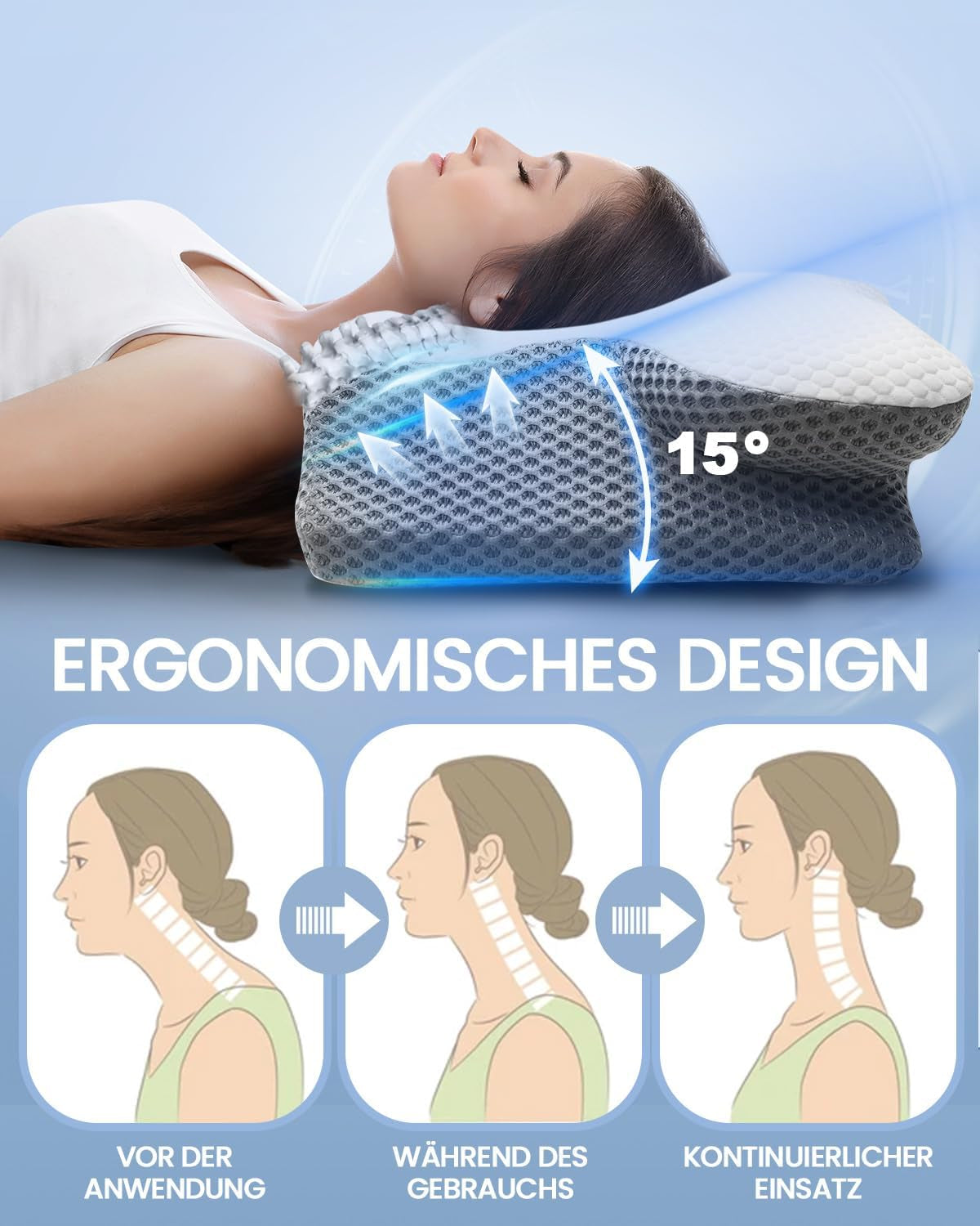 2 i 1 nackkudde Kudde Memory Foam Kudde Ergonomisk ortopedisk kudde 2 Sovhöjd Nackstödskudde för sida / rygg / magstöd Cervikala ortopediska kuddar Naty Shop