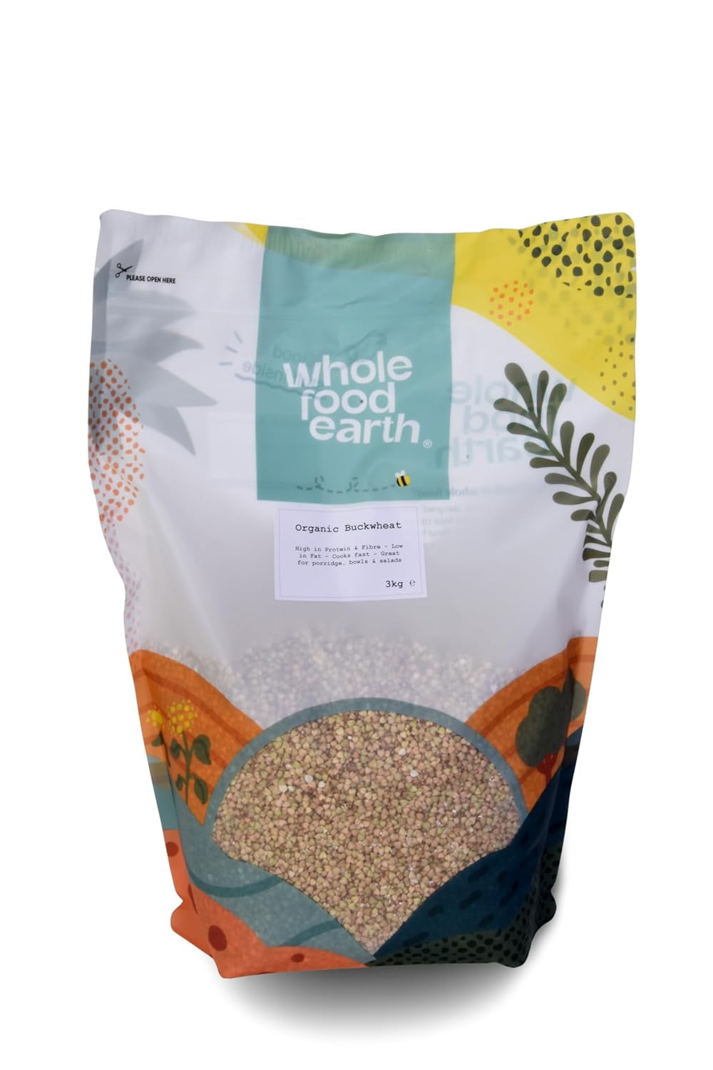 Wholefood Earth Organic Bovete - 3 kg - Icke-GMO - Vegansk - Hög i fiber - Certifierad organisk