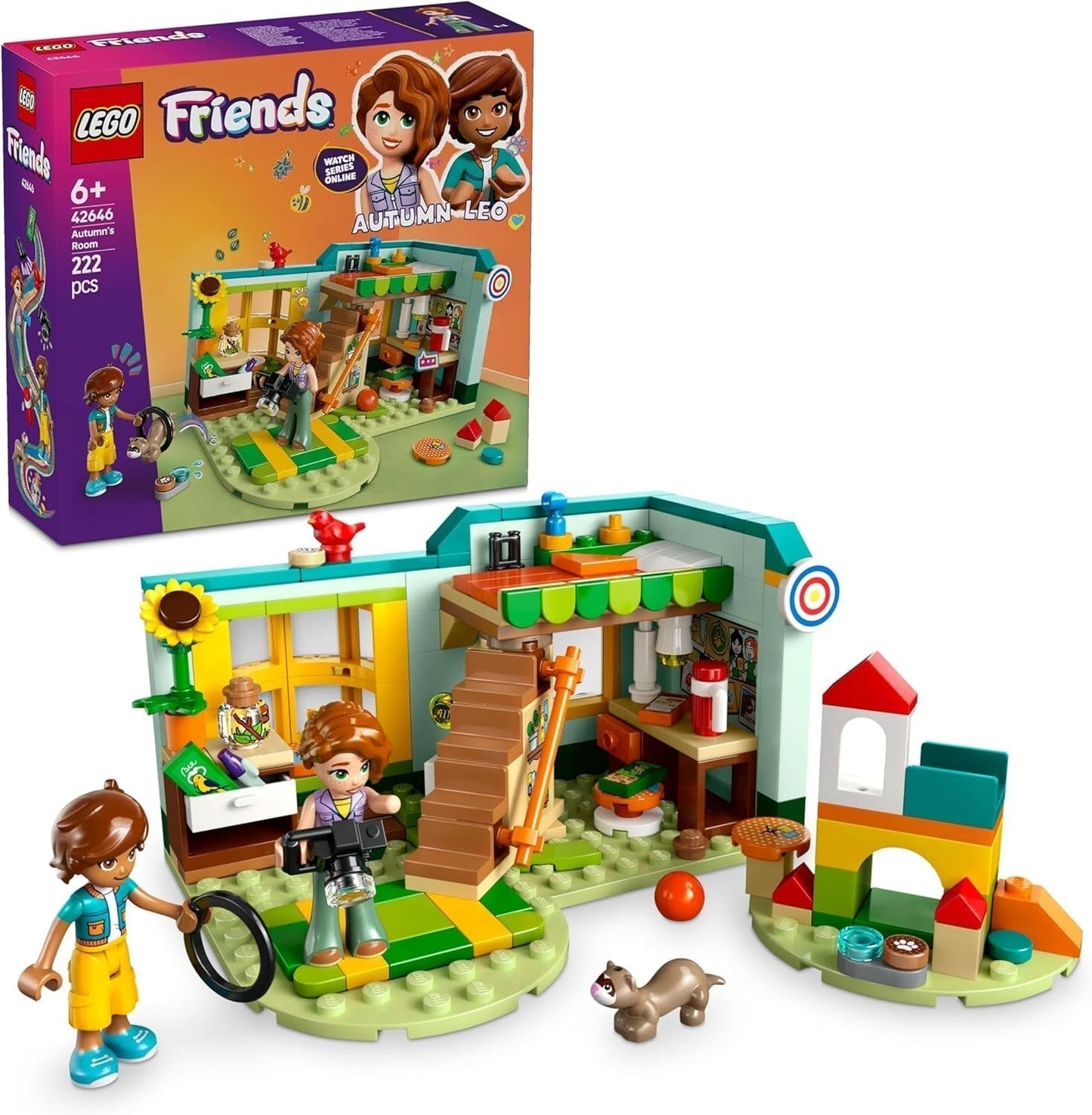 LEGO Friends Autumn's Room Bygg- och lekset för kreativt rollspel, set för tjejer 6 och uppåt med 2 minifigurer och en illerfigur, pedagogisk leksak 42646 Byggset Besuche den LEGO-Store Standardtitel