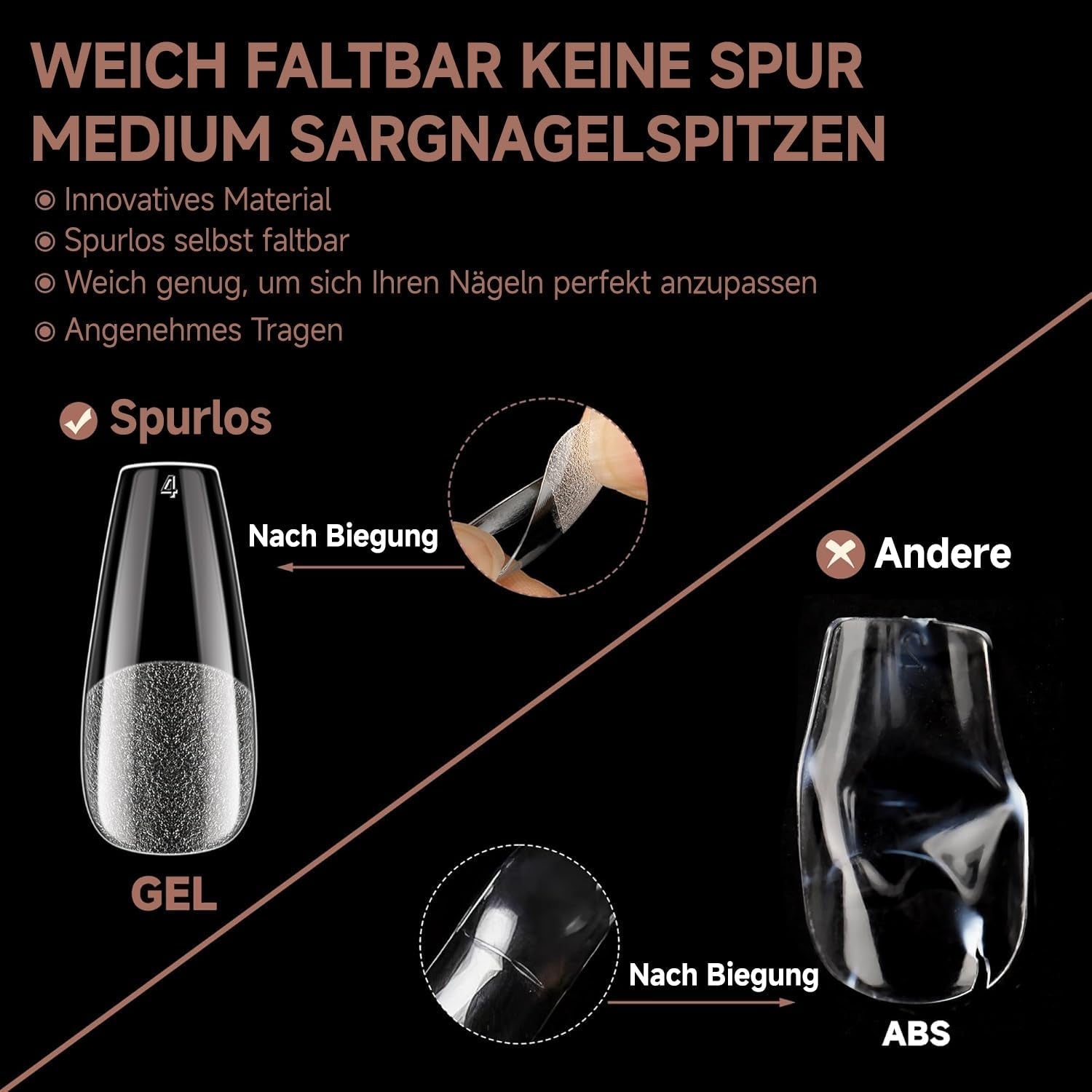 Ballerina Gel Nail Tips 216st 12 Storlekar Soft Gel Nail Tips Heltäckande Nail Extension Set Semi Matt DIY Home Art