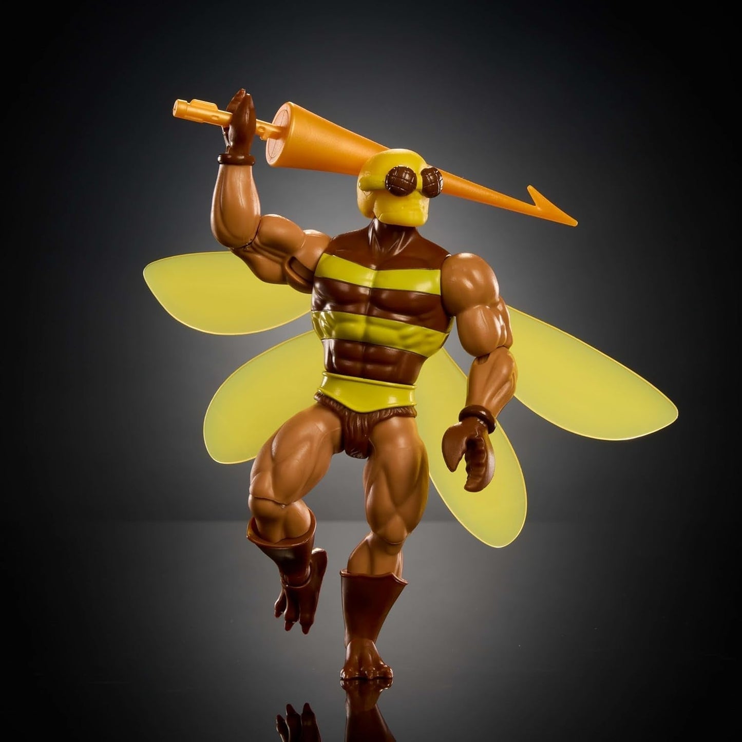 Masters of the Universe Origins Action Figur Buzz-Off från den tecknade samlingen, ca 14 cm lång, från 1980-talets TV, Bee Leader med vingar och glasögon med Spjut, JBM88 Actionfigurer Naty Shop