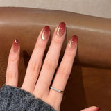 Moonglow korta magnetiska lösnaglar, rosa mandelröd gradient glitter kattöga med lim, rosa röd ombre glitter fototerapi konstgjorda naglar för kvinnor och flickor