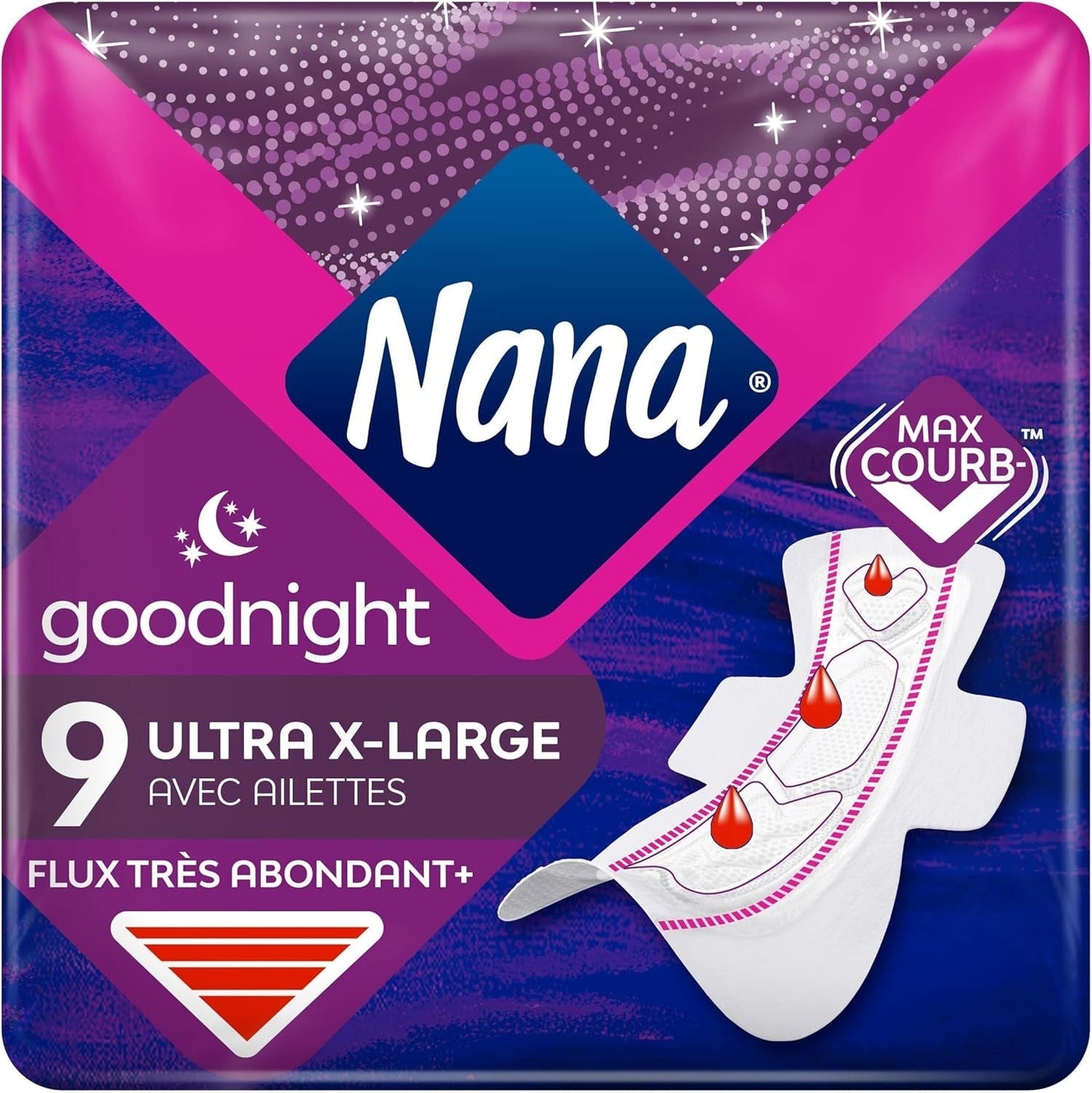 Ultra Goodnight sanitetsbindor med vingar - Flux Very Abondants - 10 våtservetter i individuella påsar