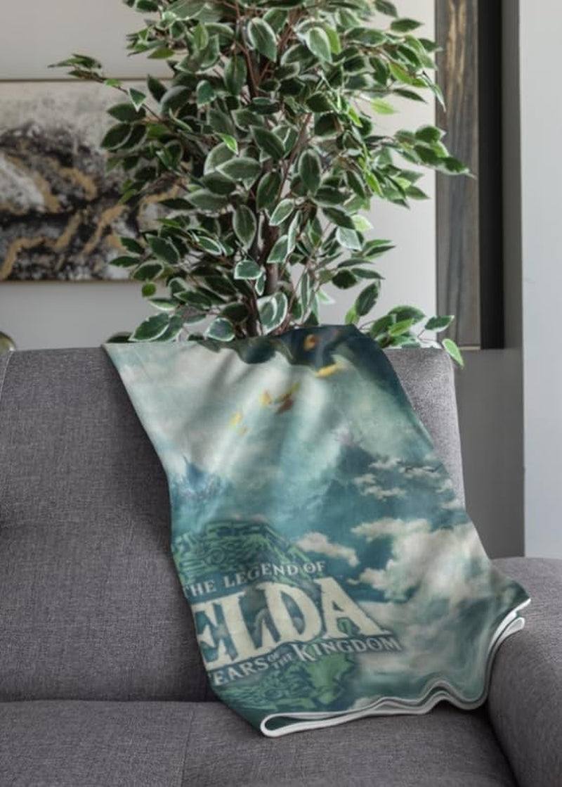 Zelda Sherpa filt - Sky Totk - 100 X 150 Cm - Officiell licensierad produkt, grön, dubbla HÃ”MADICT sängar och filtar