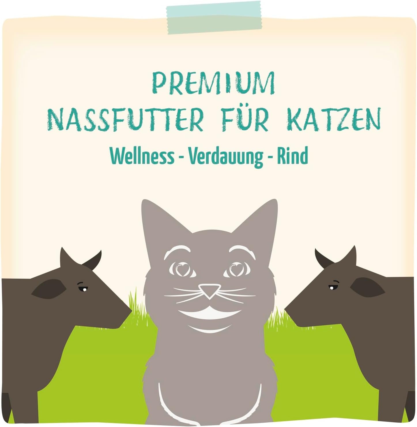 MjAMjAM - Premium våt kattfoder - Wellness - Digestive - Nötkött, förpackning med 12 (12 x 125 g), spannmålsfri
