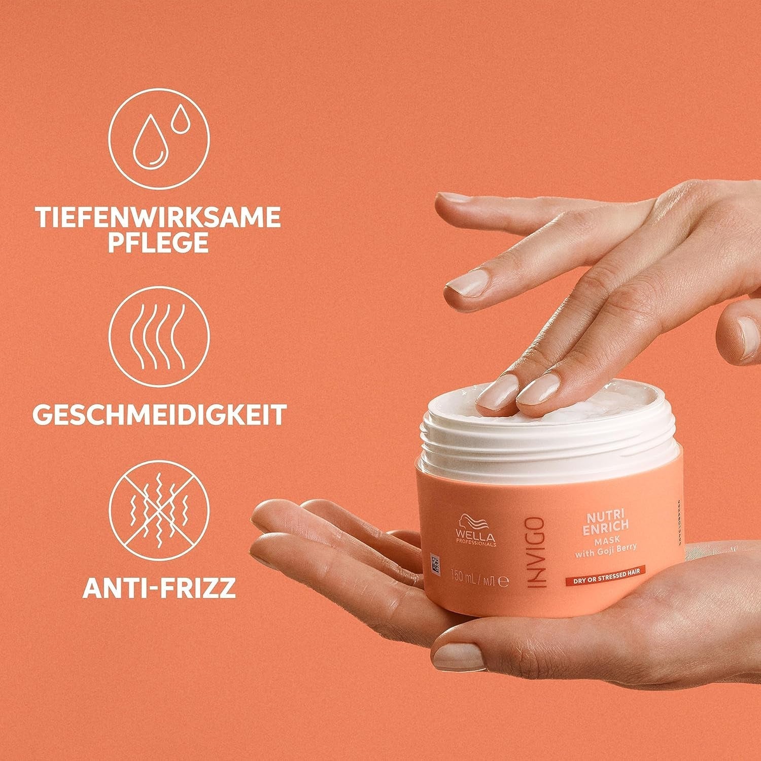 Wella Professionals Invigo Nutri Enrich - återfuktande vård för skadat hår - balsam, mask och balsam med vitamin E, panthenol och mandel - mot frizz och för livliga lockar Naty Shop Hair Mask