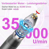 Sladdlös elektrisk nagelfil - 35000 RPM för gelnaglar, 12 i 1 professionell nagel- och akrylnagelfil, 5-hastighets manikyr- och pedikyrset