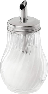 FMprofessional 280ml FLEURETTE sockerdispenser, glasbehållare, behållare för enkel dosering, behållare för olika tillfällen, högkvalitativ behållare (färg: silver), kvantitet: 1 st.