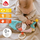 Fehn Play Glove Safari - Fingerdockor Babyleksak Apa & elefant för att greppa och göra ljud & mjuk bilderbok Bruno - Touch Book för barn med djurmotiv Babyleksaker Naty Shop