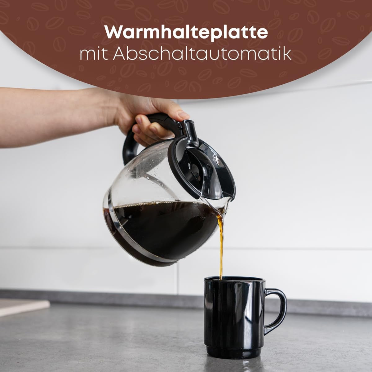 Clatronic® espressomaskin | Automatisk espressomaskin för 12-14 koppar (ca 1,5 liter) | Espressomaskin med filter och anti-droppsystem | 900W | Espressor KA 3473 Svart