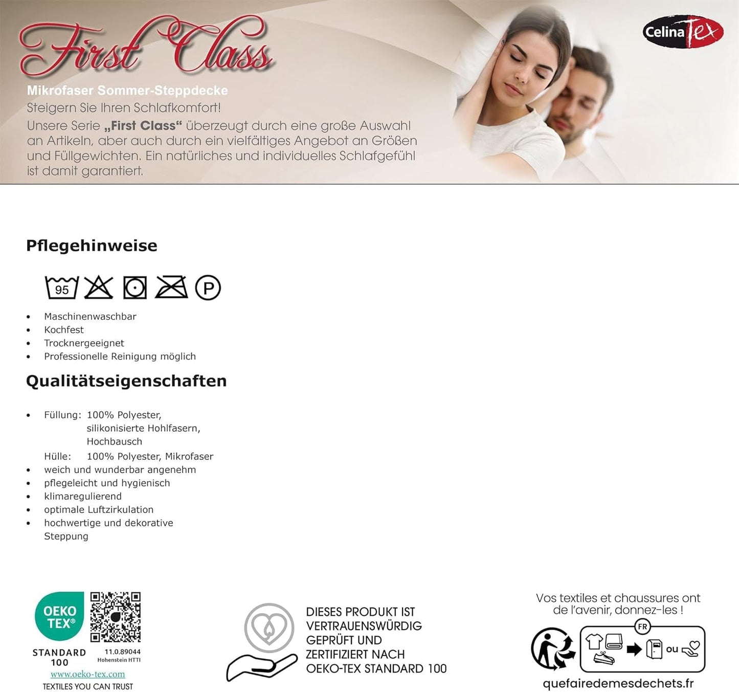 Celinatex First Class Sommar Lätt Täcke 155 X 200 Cm Täcke Ultra Lätt Sommar Andas Täcken Täcken och täcken Naty Shop
