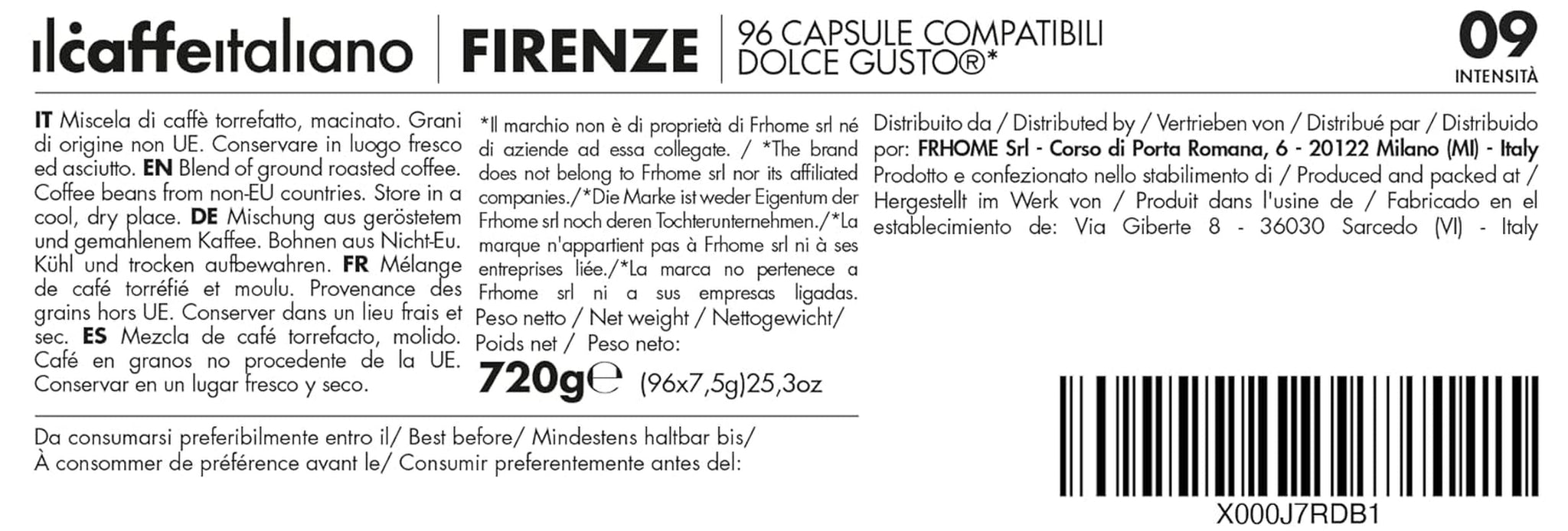 Nescafè Dolce Gusto, 96 Kaffeekapseln mit dem Nescafè-Dolce-Gusto-System kompatibel - Il Caffè Italiano - Mischung Firenze, Intensität 9