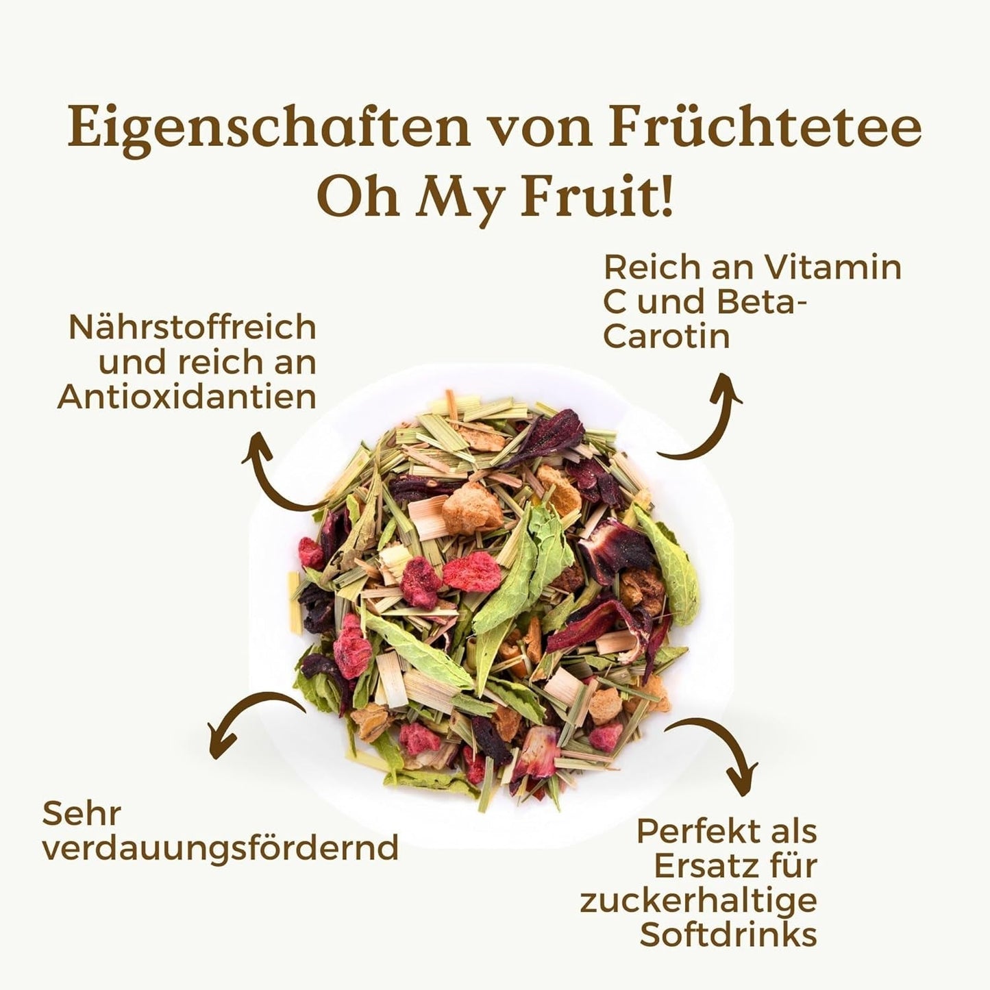 Oh My Fruit BIO fruktte 100 g (50 koppar) | Lös fruktte med äpplen, hibiskus, hallon, apelsiner och steviablad REPLANTEA