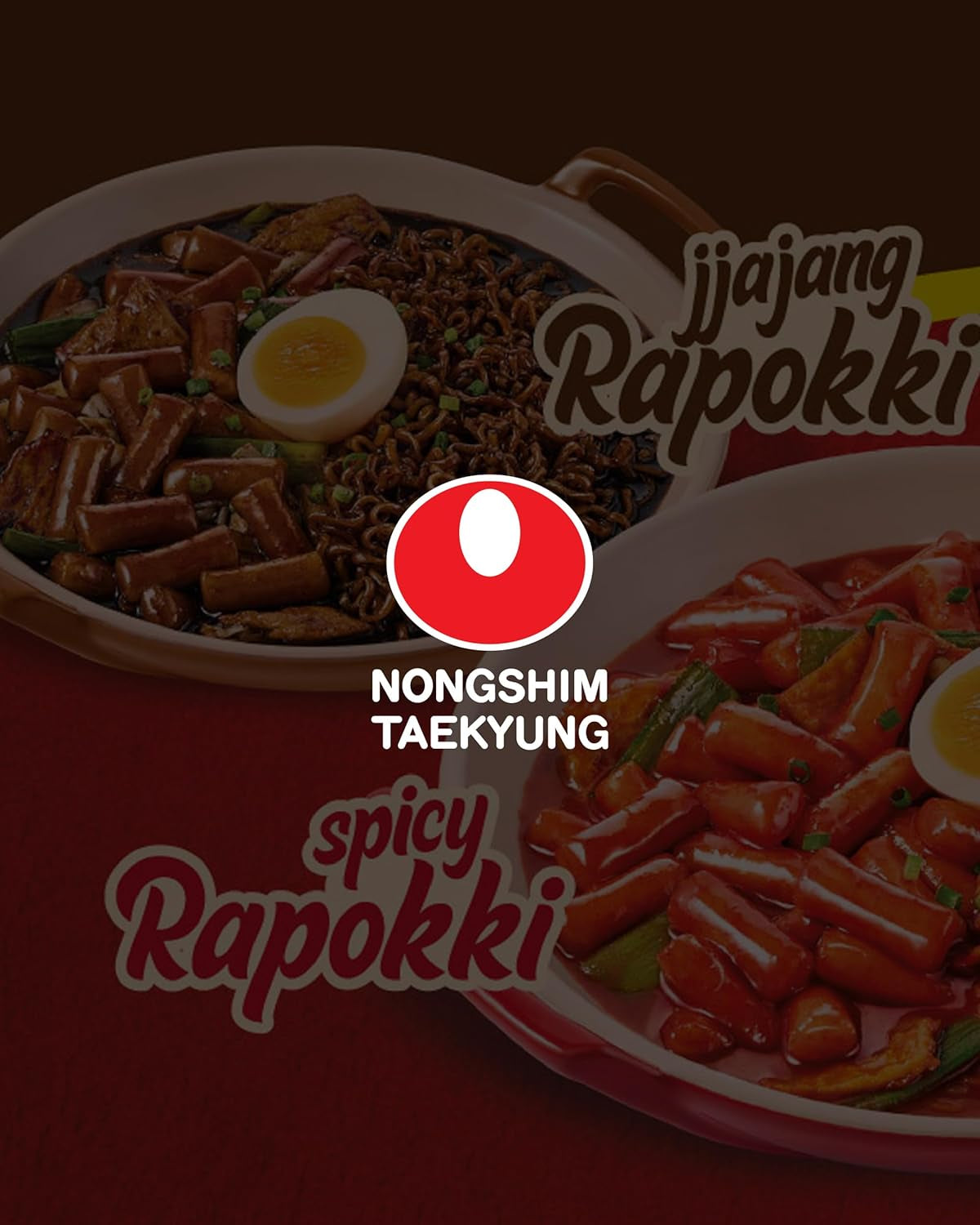 NONGSHIM Rapokki (Jjajang, 400 ml) – äkta koreansk gatumat, ramen och riskakor, svarta bönor; snabb och enkel att tillaga, klar på 4 minuter