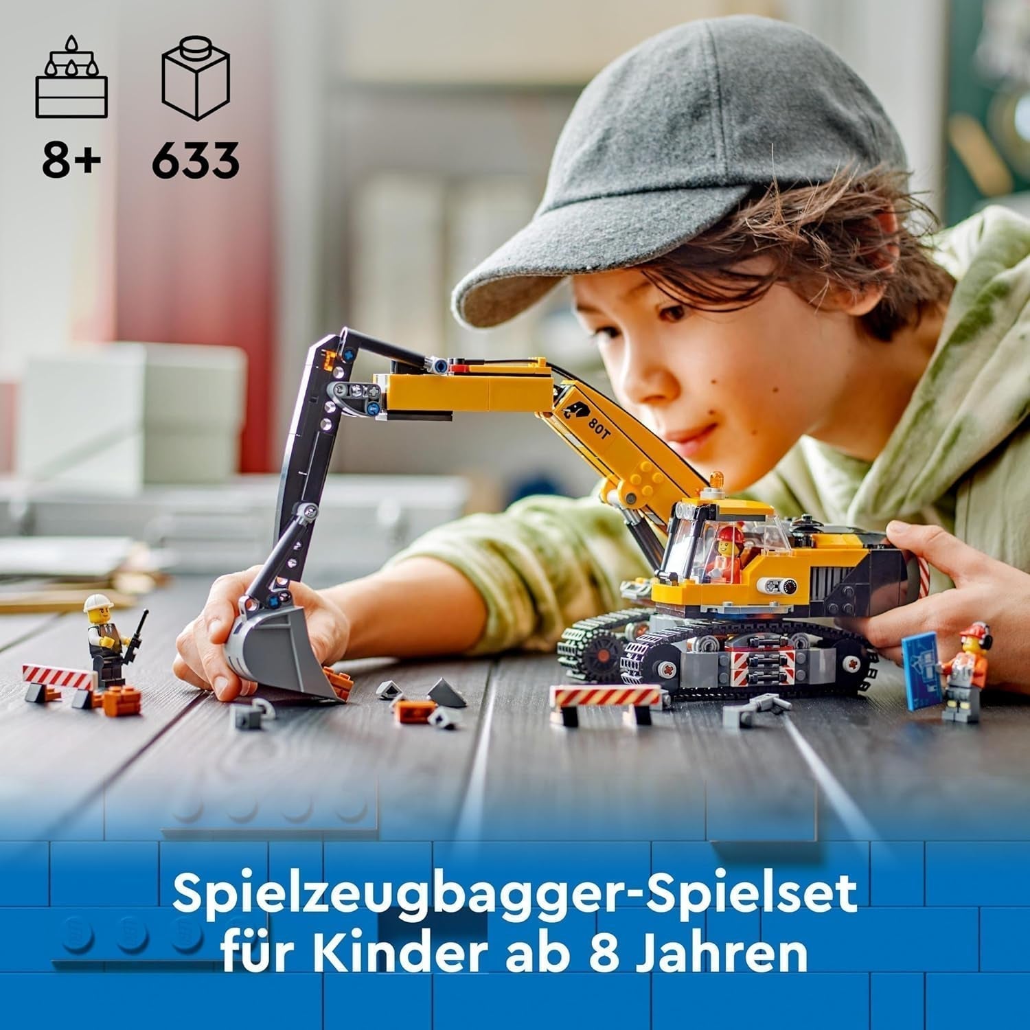 LEGO City Bandgrävmaskin, leksaksgrävare för barn från 8 år, byggleksak med grävmaskinsmodell, byggbar lastbil med tillbehör och 3 minifigurer 60420 Byggset Besuche den LEGO-Store