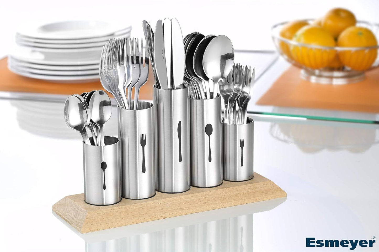 Bestickhållare i rostfritt stål, 1 pack, Silver Naty Shop Kitchen