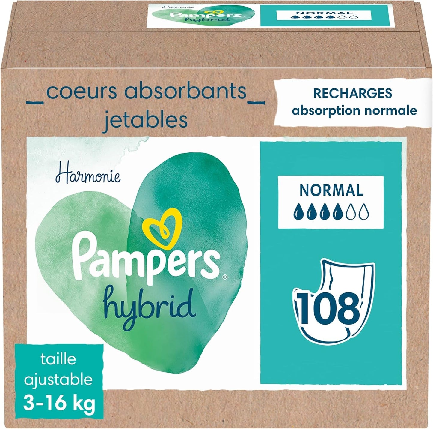 Pampers (gammal version), förpackning med 108 enstaka arkabsorbenter, standard - 1 stycke