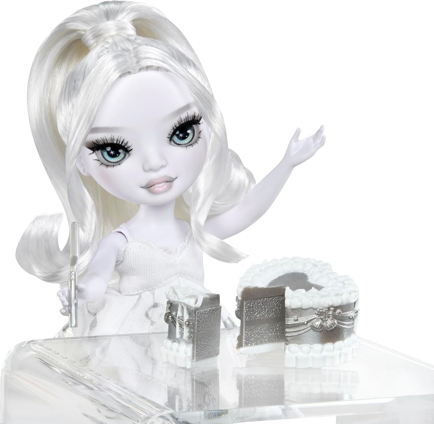 Rainbow High Shadow High Girl's Night Doll - Natasha Zima - 28cm modedocka i nyanser av grått, vitt hår och silveroutfit med accessoarer och kam - För samlare och barn från 6 år och uppåt