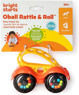 Bright Starts Oball Rattle Toy Bilmotoraktivitetsleksak för spädbarn och småbarn från 3 månader 1 Styck Slumpmässig färg Blå eller Röd Babyleksaker Naty Shop