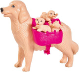 Simba 105733072 - Evi Love Dog Sitter med hund och tre valpar, tillbehör, modedocka, 12 cm, för barn från 3+