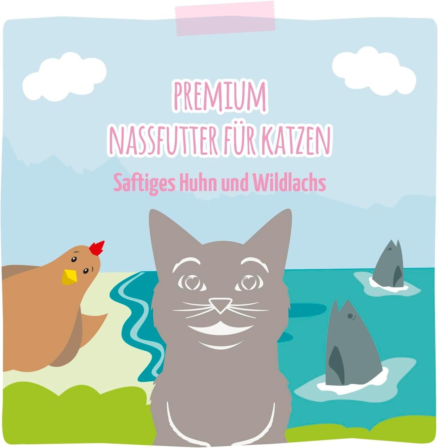 MjAMjAM - Premium Wet Cat Food - Juicy Chicken & Wild Lax 6-pack (6 x 400 g) Spannmålsfri med extra kött