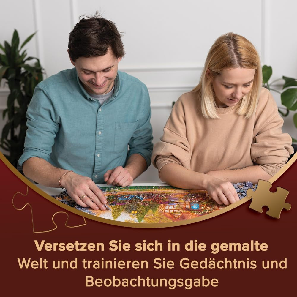 Trefl Premium plus Quality - Puzzle Tea Time: Houses Stoney Lane - 1000 bitar, Serie av nostalgiska målade bilder, Perfekt matchning av bitar, För vuxna och barn från 12 år Puzzle Naty Shop