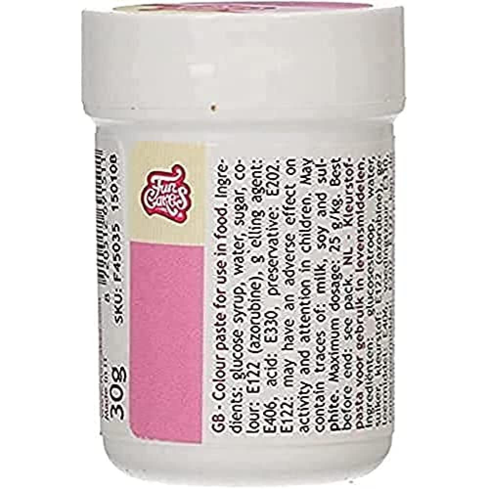Koncentrerad matfärgning Funcakes Paste Färg Rosa; för deg, grädde, fondant, marsipan, deg, modellpasta och blompasta. Halal och kosher. 30 g