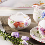 Villeroy & Boch - Mariefleur sockerskål, olika färger, diskmaskinssäker, mikrovågssäker, sockerskål med lock, sockerskål, förvaring, kaffetillbehör, blommig servis, premiumporslin
