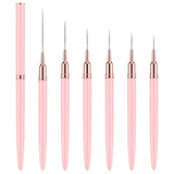 6 Stück Liner Nailart Pinsel Nageldesign Pinsel Set Dünn Acryl Nagelpunkt-Zeichenwerkzeug Nägel Dünne Nagelpinsel Set Für Lange Linien, Dünne Details, Feines Zichnen 5/7/9/11/15/25 Mm（Rosa）