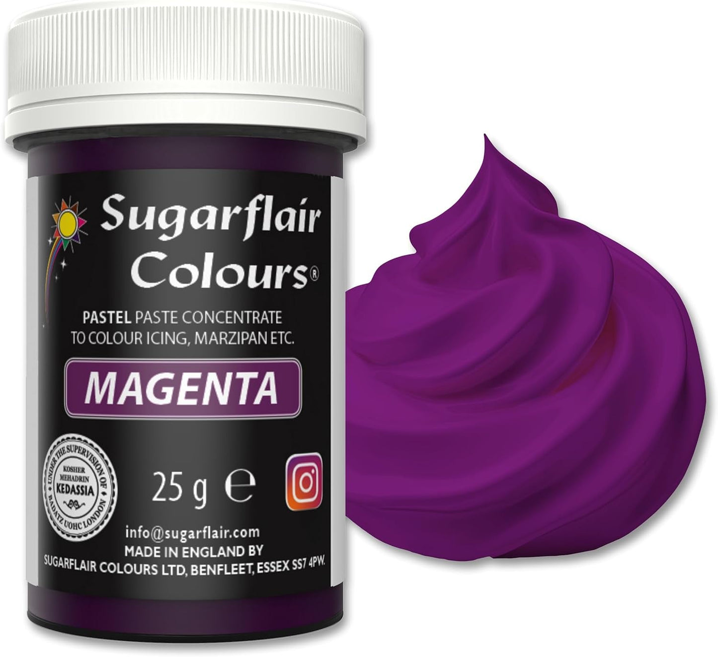 Sugarflair Pasta matfärgning Pastell Magenta, matfärg för pasta, fondant och marsipan, Spectral Concentrated Colors - 25g