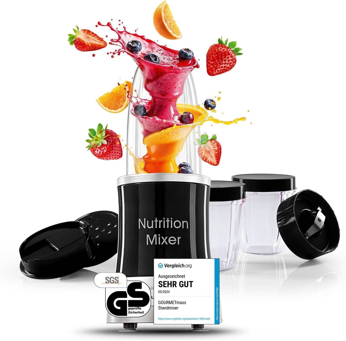 Gourmetmaxx Mr Magic Blender, Smoothie Maker med Xxl Naty Shop tillbehörspaket