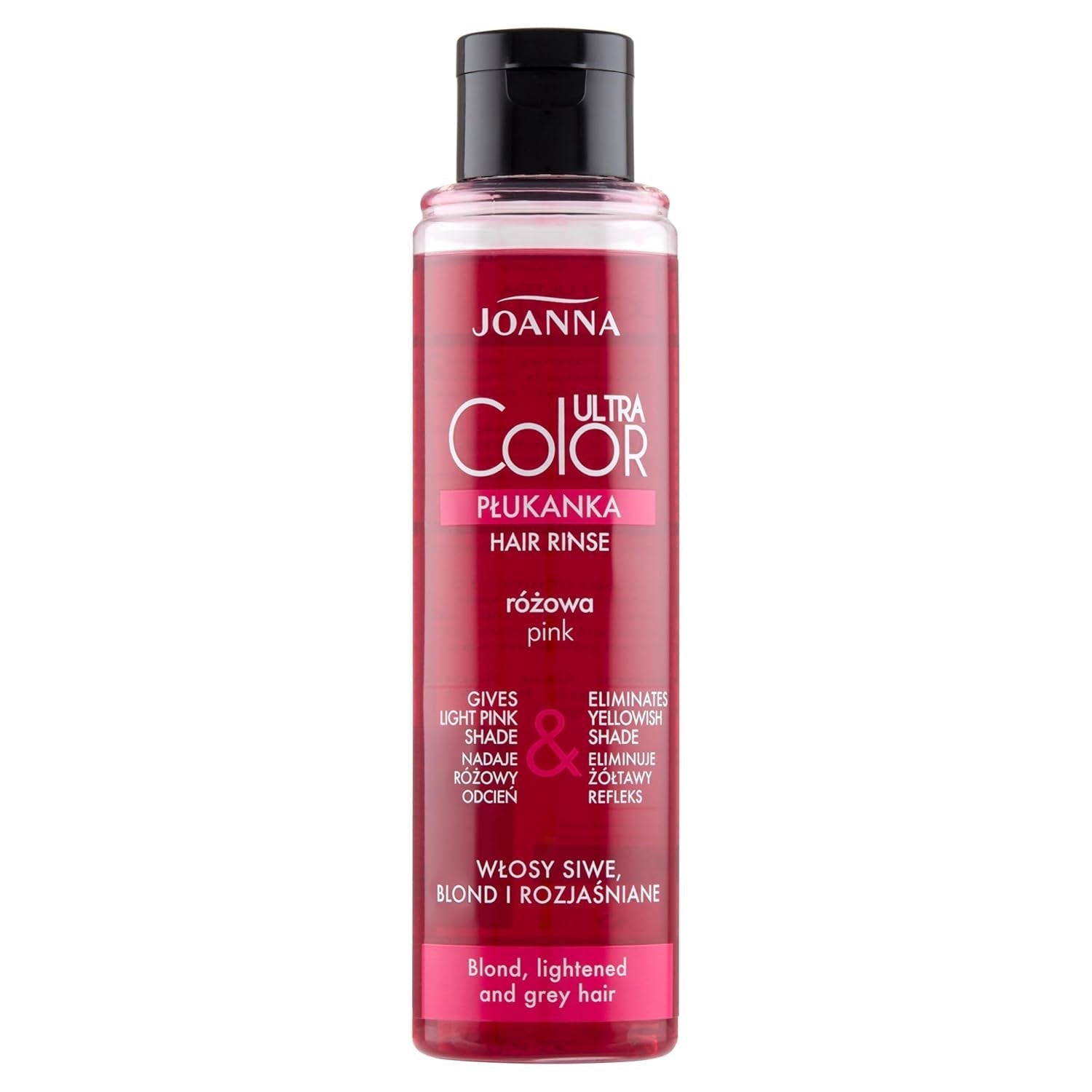 Joanna Ultra Color - Rosa färgbalsam för blont och ljust hår - Pastellrosa - Naturlig glans - Tar bort den gula nyansen från gråblont hår - Tillfällig effekt - 150 ml Hårfärgning Naty Shop Nyanser av rosa blond 150 Ml (1 förpackning)