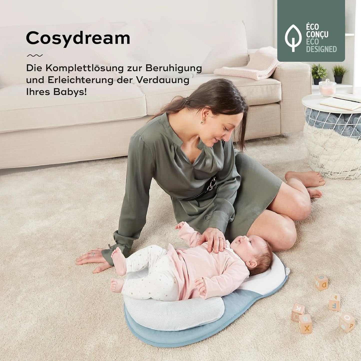 Babymoov Cosydream Mosaic positioneringskudde för bebisar för att lindra kolik och förhindra plagiocefali, 0-3 månader Tillbehör Mat och Amning Bebe Naty Shop