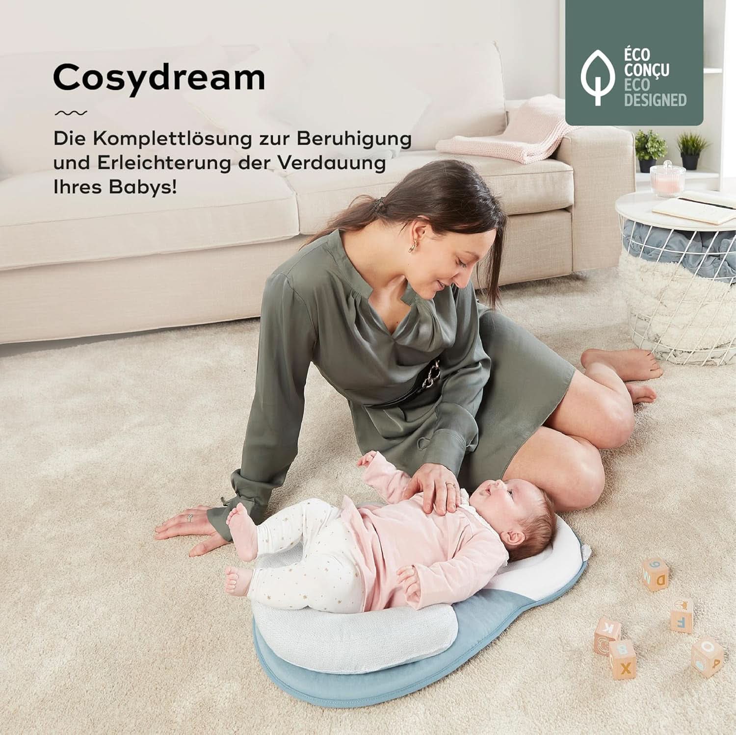 Babymoov Cosydream Mosaic positioneringskudde för bebisar för att lindra kolik och förhindra plagiocefali, 0-3 månader Tillbehör Mat och Amning Bebe Naty Shop