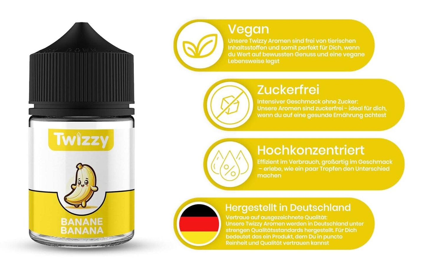 Twizzy Banana matsmak - 60 ml - Intensiv smak - Perfekt för att baka Aromas Naty Shop