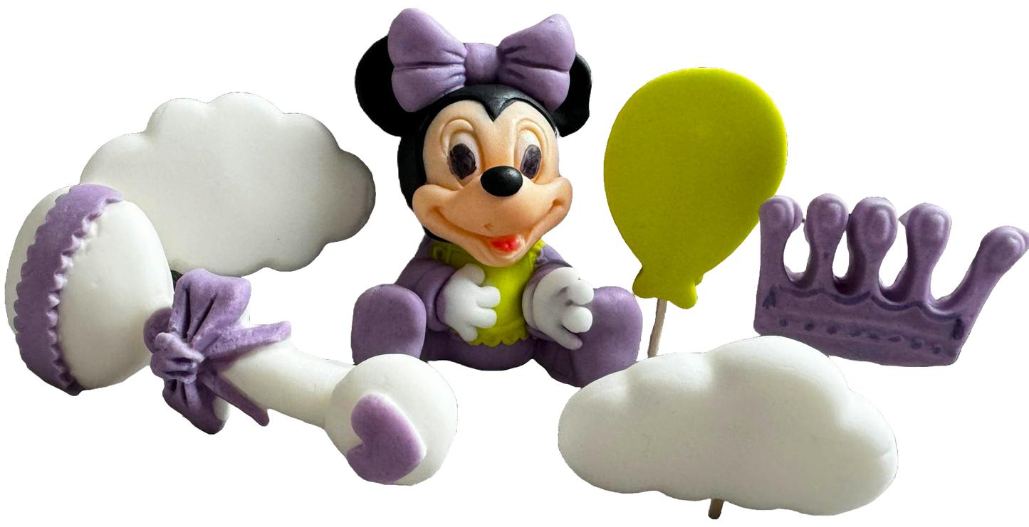 Set med 6 ätliga sockerdekorationer, Minnie Mouse Sugar Paste Decorations Naty Shop