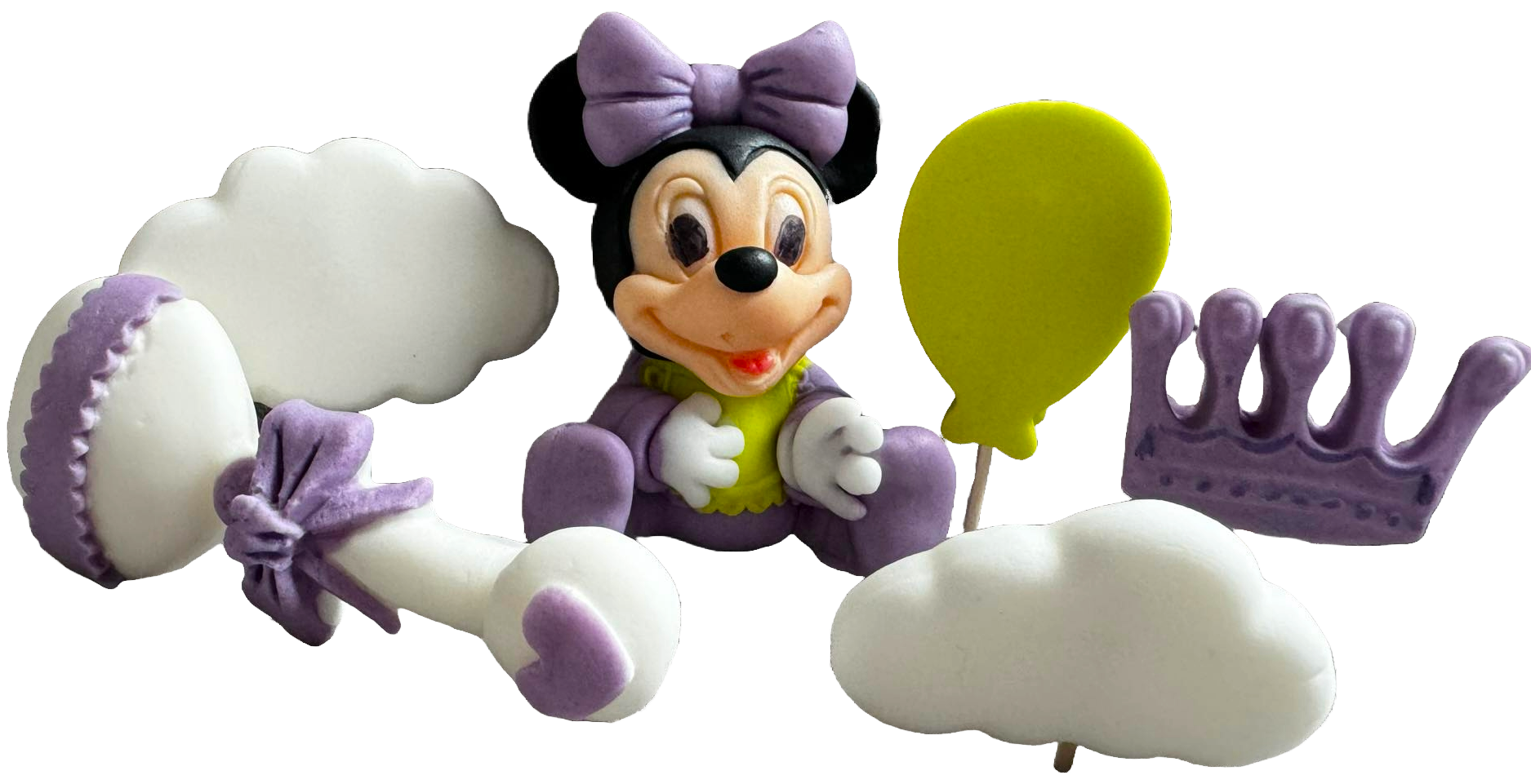 Set med 6 ätliga sockerdekorationer, Minnie Mouse Sugar Paste Decorations Naty Shop