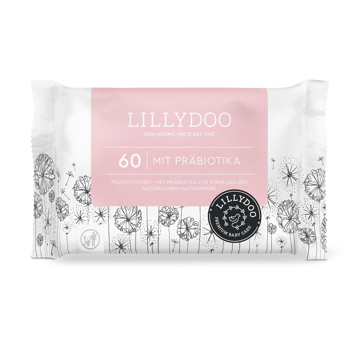 LILLYDOO Gröna våtservetter, 600 antal (10 x 60), 100 % plastfri tårbeständig våtservett - Doftfri, skonsam och naturlig, skonsam rengöring för känslig hud, dermatologiskt testad