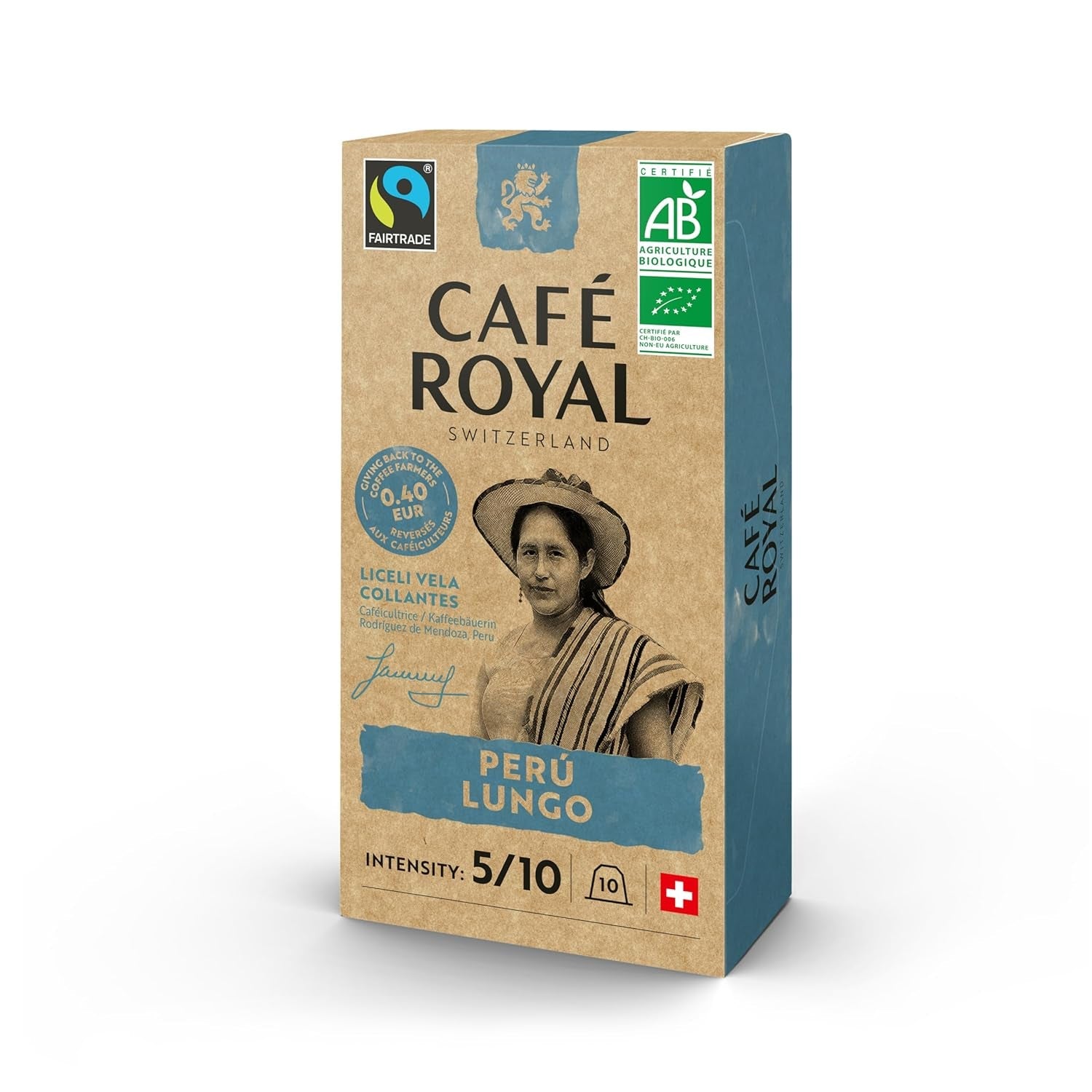 Café Royal Peru Lungo Bio – Nespresso®-kompatibel Kaffeekapseln, 100 % Arabica från Peru, krämig, Intensität 5/12, Fairtrade, 100 Kapseln